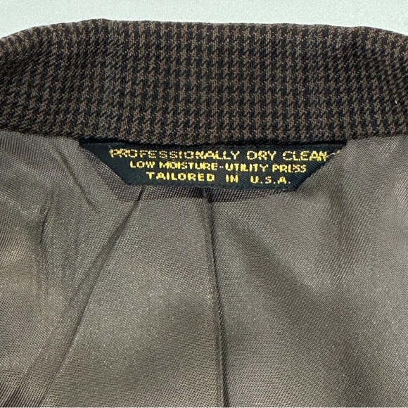 Kensington Collection mens wool blazer made in USA brown houndstooth 44R - Picture 7 of 14